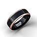 Duke Collections 8mm Tungsten Ring Rose Gold Step Edge Black Polished Comfort Fit