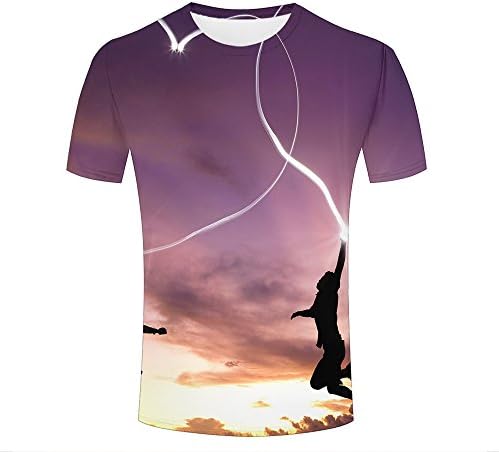 Men's 3D Print Jump Painting Heart Graphic Summer Casual T Shirts Short Sleeve Couple Tees XL
