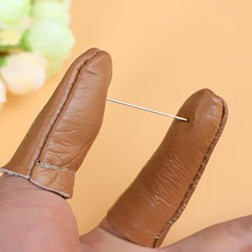Driak 1Set(10pcs) Random Color Leather Finger Cots Felting Needle Tool For Finger Thimble Cover Protection DIY Craft Wool Felting