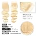 YISEA 613 Honey Blonde Bundles with Closure 12A Body Wave Human Hair Blonde Bundles with Lace Closure 100% Virgin Hair 4×4 Lace Closure and Bundles (14 16 18+12, 613#)