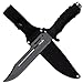 Survivor Outdoor HK-1036 Fixed Blade Outdoor Knife, Black Straight Edge Blade, Black Rubber Handle, 13-Inch Overall
