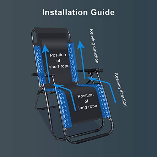 Universal Zero Gravity Chair Repair Cord Kit, 4 Pack Replacement Elastic Cords Repair Tool Kit for Repairing Zero Gravity Chair, Recliners