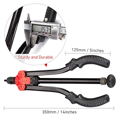 AKM 14-inch Rivet Nut Tool Hand Riveter Rivet Gun with Auto Pumping Rod Rivet Nut Setter Kit with 7Pcs Metric & Inch Mandrels,70Pcs Rivet Nut - Thumbnail 5