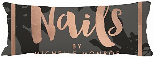 Decorative Body Pillows Black Floral Rose Gold Text Nail Salon Wall Sticker Unique Design Home Decor Pillow Case Cover 20-Inch x 54-Inch Custom Sofa Cotton Cushion Pillowcases