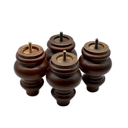 5 Inch Wood Furniture Legs Spindle Tapered Finish, Set of 4. Great Sofa