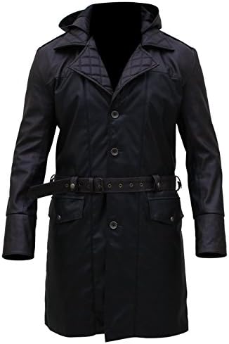 Men's Assassins Creed Syndicate Jacob Frye Black Leather Trench Coat (Medium Chest 38" to 40")