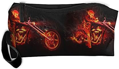 Girl's Women Fire Men Motocycle Multifunction Handle Toiletry Bag Portable Buggy Bag Travel Small Makeup Clutch Bag Cosmetic Bags Brush Pouch Organizer Bag