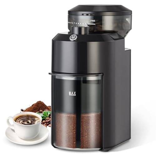 Moedor de Café Elétrico Burr 220V, Com 28 Configurações Ajustáveis, Triturador de Cafe, 2 A 12 Xícaras, Preto