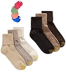 Gold Toe Women's 6 Pack Turn Cuff Socks / 6 Free Sock Clips Included ($5 Value) (Oatmeal/Khaki/Bark/Brown/Coffee/Black)
