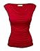 Me and Young Women's Cowl Neck Ruched Side Slim Fit Top BRIGHTRED XL