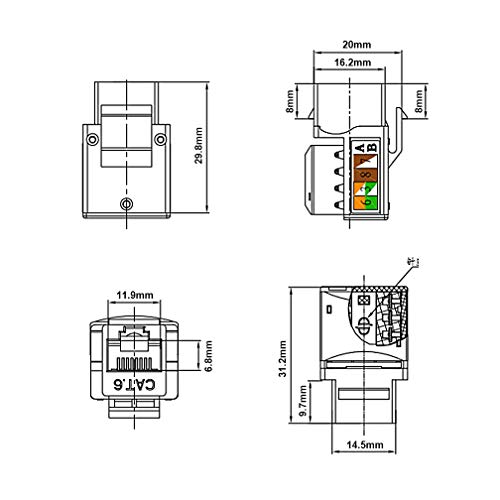 Generic Keystone Jack RJ45 Ethernet Module Cat6 Network Coupler Punch Down Adapter Compatible Cat 6/5e/5 Connector(10 Pack) - Thumbnail 6