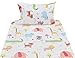 J-pinno Lovely Jungle Elephant Monkey Giraffe Animals Twin Sheet Set Bedroom Decoration Gift 100% Cotton Flat Sheet + Fitted Sheet + Pillowcase Bedding Set for Unisex Boys Girls (Animal, Twin)