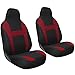Motorup America Auto Seat Cover 2pc Set Intergrated High Back Buckets - Fits Select Vehicles Car Truck Van SUV - Red & Black