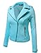Doublju Womens Casual Slim Fit Zip-Up Rider Moto Jacket
