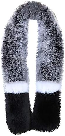 Faux fur Wrap Scarf, Mimihuhu Multicolor Stitching Faux Fur Collar Scarf