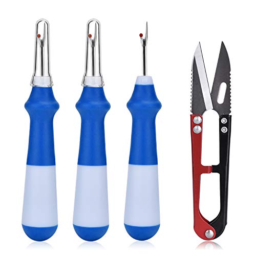 ESHATO 3 Pieces Seam Ripper with One Trimming Scissor, Handy Stitch