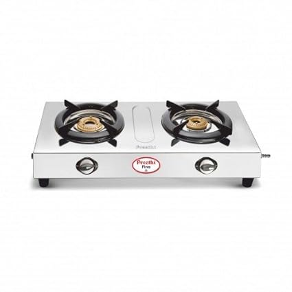 Preethi Stainless Steel 2-Burner Gas Stove (Silver)