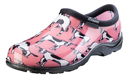 Sloggers Women's Waterproof Rain and Garden Shoe with Comfort Insole, Cow-abella Bubble Gum, Size 7, Style 5117CWP07