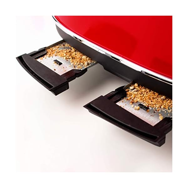 Haden-Jersey-Toasters-4-Slice-Toaster-Red-CD40 Haden Jersey Red Toaster 4 Slice – Electric Stainless Steel Toaster - Reheat and Defrost Functions - Self Center…