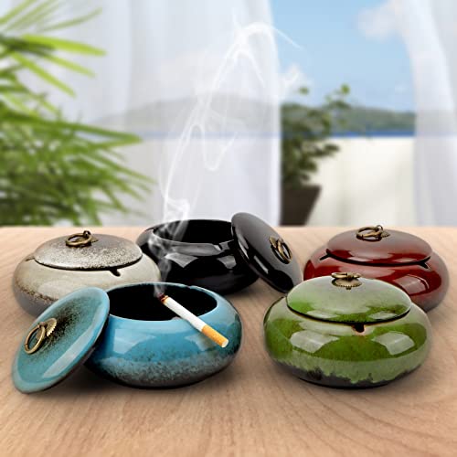 Large Size Color Glaze Cigarette Ashtray Windproof and Rainproof