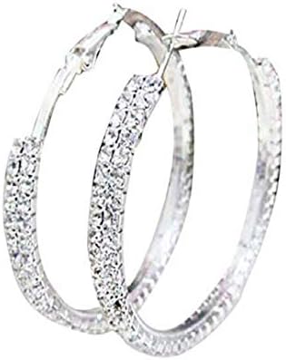 Women Earrings, Yaohxu Large Silver Hoop Earrings, White Gold Plated Round Hoop Earrings, Beautiful Sparkling Hoops, Hoop Dangle Earrings for Women