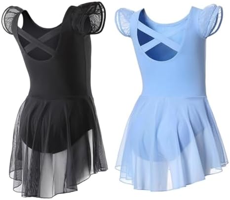 thumbnail image 2 of Ballet Leotards For Girls Suhine 3-Piece Ballet Leotard Set For Girls - Criss Cross Back & Tutu Skirt For Dance Class Tutu Skirt Leotards 2 of 14