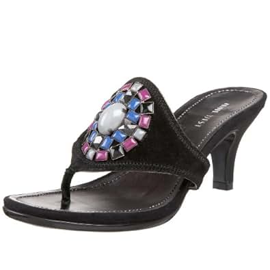 Amazon.com | Nine West Women's Fabulia Beaded Thong Sandal, Black Suede, 5 M US | Flip-Flops