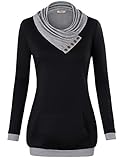Timeson Women's Long Sleeve Cowl Neck Pullover Kangaroo Pocket Knitted Sweatshirt