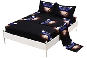 SDIII 4PCS Basketball Bed Sheet Set Full - Bed in a Bag, Super Soft Microfiber, Wrinkle and Fade Resistant for Boys, Men and Basketball Lovers