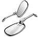 MMG Universal Fit Adjustable Mirror Set, 8mm RH/RH Thread (M8/1.25), Chrome Oval Shape, Motorcycle Scooter (0809)