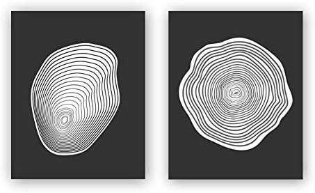 Chsdec Unframed Annual Rings Art Print,Abstract Tree Growth Rings Print Set of 2（8’’x10’’） Canvas Minimalist Wall Art Painting for Living Room Wall Decor,Nature Lovers Gift