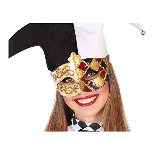 Atosa-56390 Damero Theatre Mask, Gold, Single (56390