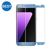 Samsung Galaxy S7 Edge Screen Protector COWTEE [Case Friendly] 9H Tempered Glass 3D Curved Protection - Blue