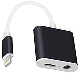 Highever Adapter With Mic Iphone 7 Headphones Adapter With Mic, Iphone 7 Adapter, Support Call & Listen & Charge, Lightning To 3.5Mm Headphone Jack Adapter for Iphone 7, Iphone 7Plus, Black