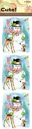 "Cute" Snowman With Deer Stickers
