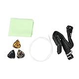 Artempo 2 Black Clip on Ukulele Straps with Adjustable Length, High Quality Nylon Straps, Fit all Ukulele Size, Plus 3 Thin Picks, 4 Additional Strings and a Cleaning Cloth