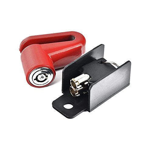 Safety Disc Lock Motorcycle Bike Anti-theft Wheel Disc Brake Lock Padlock Waterproof Loud for Motorcycle Bike Scooters Mountain Road MTB Cycling Rotor Disc Brake Wheel Lock with Two Keys (Red) - Thumbnail 5