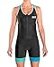 SLS3 Women`s Triathlon Tri Race Suit FRT | Back Pocket | Anti-friction Seams | German Designed (Black/Scuba Blue, Medium)