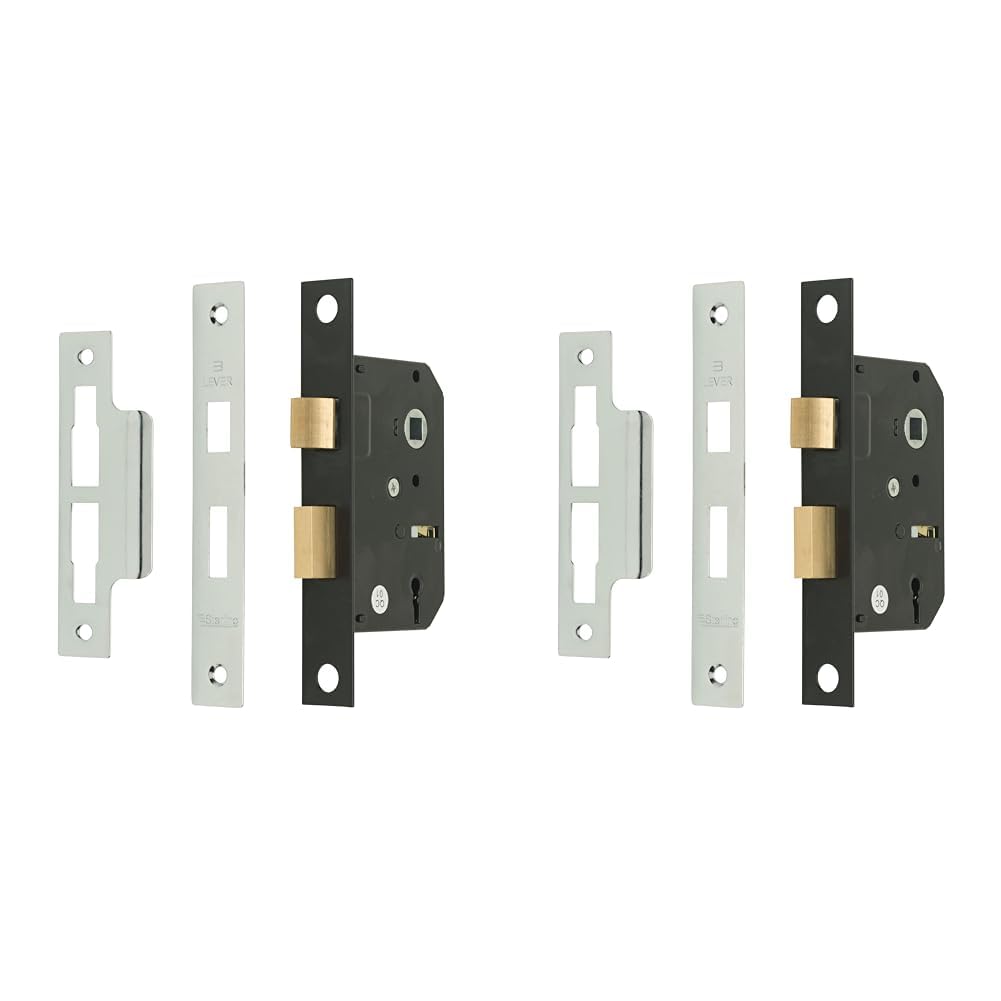 Sterling MLS325N 2.5-inch/65mm 3-Lever Sashlock - Nickel (Pack of 2)