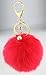 Key Chain Accessories for Women - Red Faux Fur Ball Charm and Artificial Pearl with Key Ring