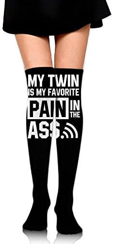 My Twin Is My Favorite Pain In The Ass Warmer Leg Socks Girls Football Socks For Women & Girls - Best For Hiking, Medical, Soccer, Football, Nursing, Travel & Flight Socks