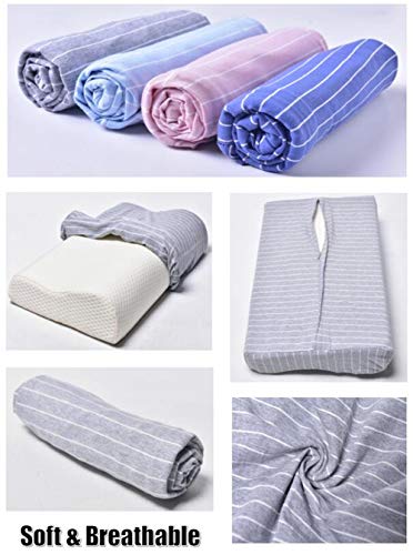 Replacement Pillow Cover Pillow Case for Contour Pillow Memory Foam Neck Pillow,Pillow Protector for Tempurpedic Pillow Latex Pillow Cervical Pillow,Soft 100% Cotton Fully Hidden Zippered Protection