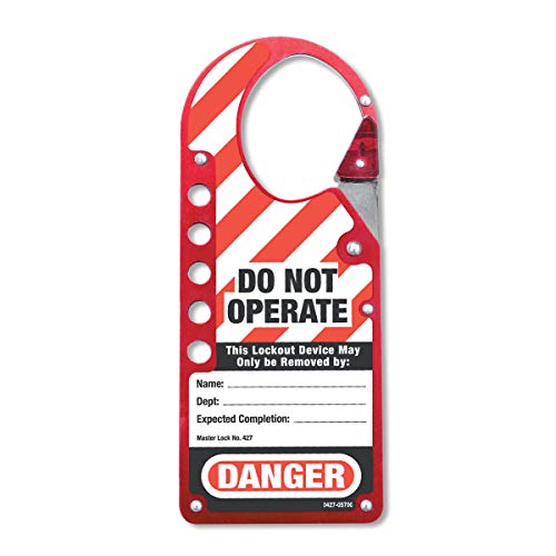 Master Lock 427 Labeled snap-on Lockout hasp for 5 Safety Padlocks for Mechanical Lockout