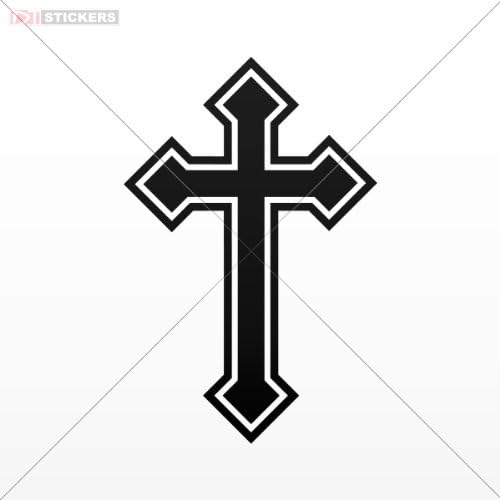Decal Vinyl Stickers Christian Cross Symbol Car Window,Helmet,Truck,Vinyl Art Decor Size: 4 X 2.6 Inches Black