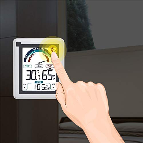 Indoor Thermometer Monitor Intelligent Wireless Precise Detection Indoor Hygrometer Thermometer Touch Screen Monitor for Kitchen Home Restaurants (gray) - Thumbnail 4