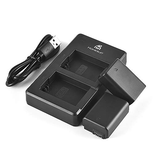 Homesuit 2-Pack NP-FW50 Batteries and USB Dual Charger for Sony A6000, A6500, A6300, A7, A7II, A7RII, A7SII, A7S, A7S2, A7R, A7R2, A55, A5100, RX10 Accessories (Micro USB Port, 1300mAh)