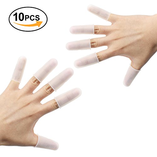 Quable 10 Pieces Silicone Gel Finger Protector, Finger Sleeves Great For Glue/Craft/Sewist/Wax/Rosin/Resin/Honey/Adhesives/Finger Cracking/Sport games (White) - Thumbnail 6