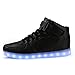 AFFINEST Led Light Up Shoes for Men Women High Top Casual Flashing Fashion Sneakers Leather Upper Boots with USB Charging(41,Black)