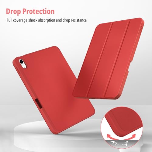 CACOE iPad 10 Generation Case Cover with Pencil Holder 10.9 inch 2022 A2757/A2777, Ultra Thin Soft TPU Back Protective Case with Stand - Bright Red