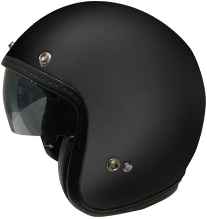 Zoan 3/4 Retro Black Open Face DOT Street Motorcycle Helmet w/ Sun Visor Large